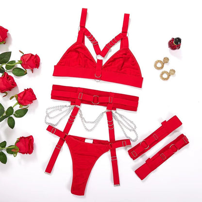 Women Sexy Locomotive Metal Chain Underwear Set - image 16