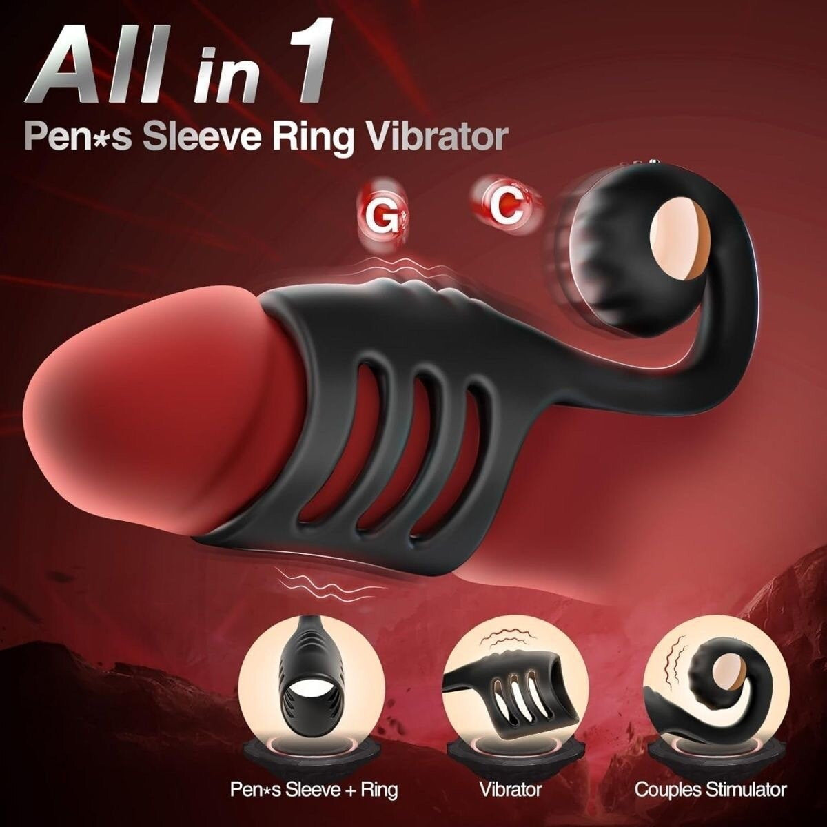 Ocean Pulse Duo – Seahorse-Inspired Vibrating Couples Ring - image 3