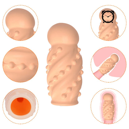 Condoms Dick Sleeve Delay Ejaculation 2PCS Glans Cover Reusable Cock Ring - image 4