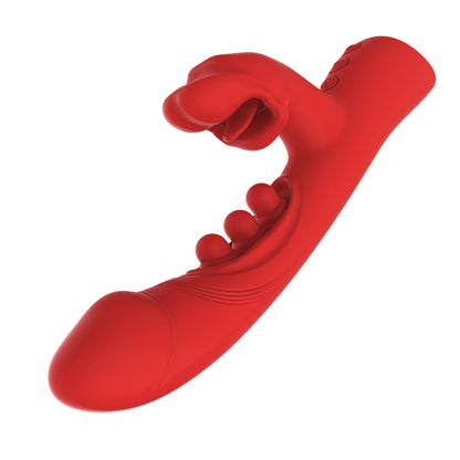 Tongue Tease 4-in-1 Smart Rabbit Vibrator - Red - image 0