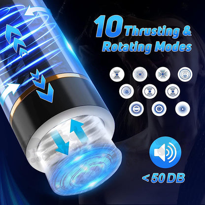 10 Thrusting Spinning Telescopic Rotating Masturbator Cup - image 3