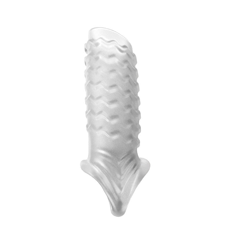 Reusable Silicone Penis Sleeve Glans Penis Enlarger Extender - Wave - White - image 3