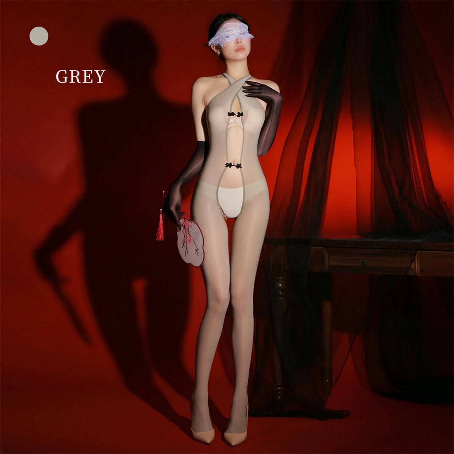 6d Shiny Cross Crotch Jumpsuit - Grey - One Size - image 11