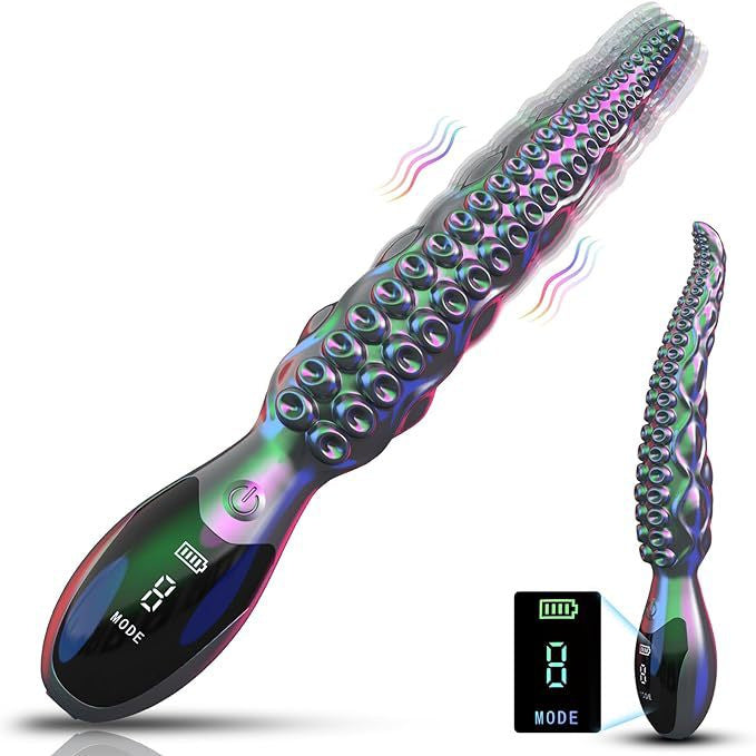 Octopus Tentacle Vibrator LED Display Monster Dildo - Black - image 0