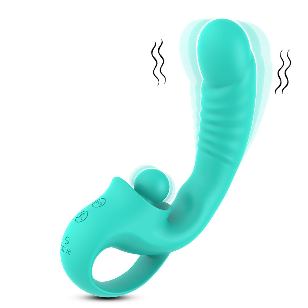 Clitoral G Spot Vibrator 2 in 1 Dildo Vibrator 10 Vibration Modes - Green - image 9