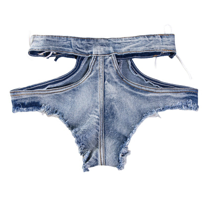Low-Rise Distressed Denim Booty Shorts – Stretchy Micro Cut for Festival & Street Style - image 3
