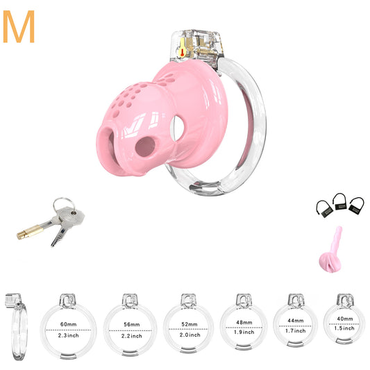 Elastic Male Chastity Cage - Light Pink - M - image 1