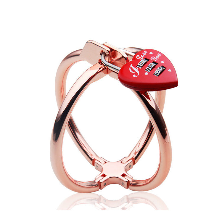 BDSM CBT Handcuff - Gold - combination lock - image 3