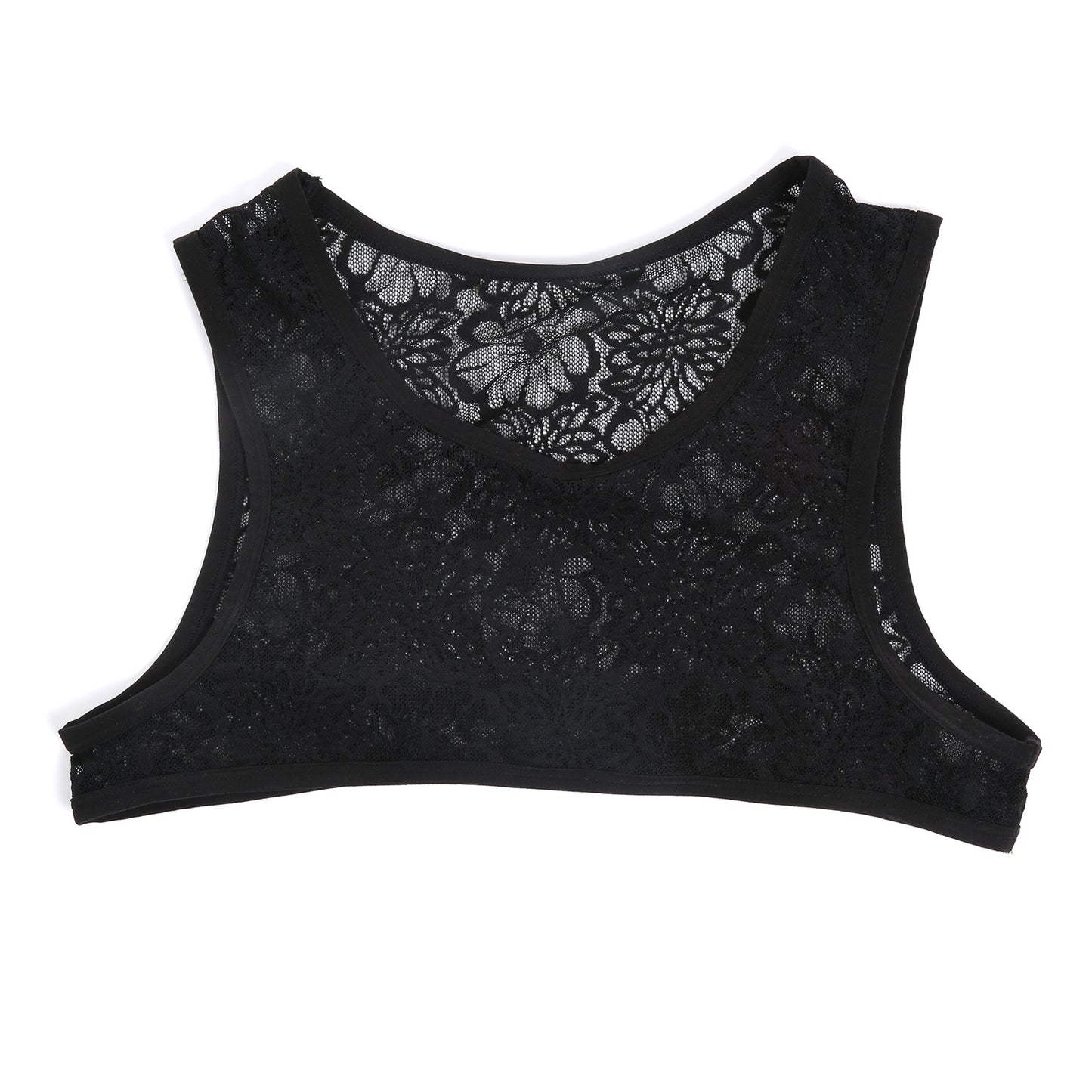 Men Tank Top Vest Lace Sleeveless Shirt Bra - Black - XXL - image 6