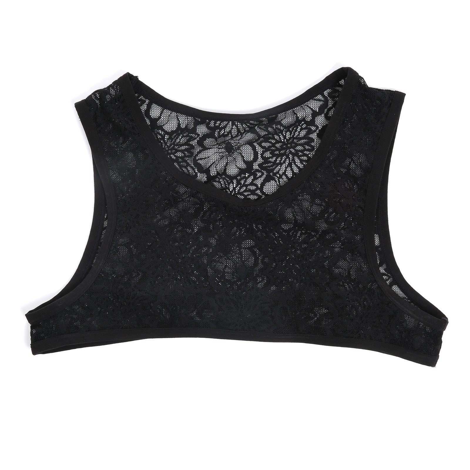 Men Tank Top Vest Lace Sleeveless Shirt Bra - Black - XXL - image 6