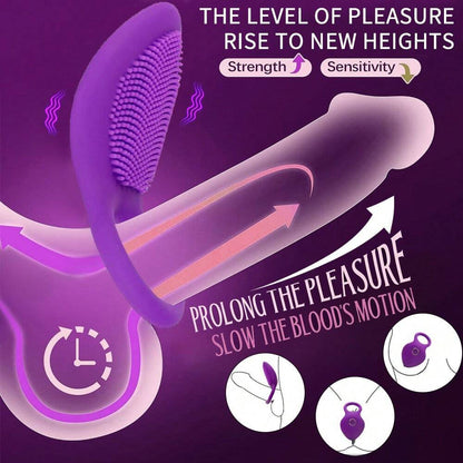 10-Speed Vibrating Cock Ring - Rechargeable Stretchy Silicone Ring for Couples - image 8