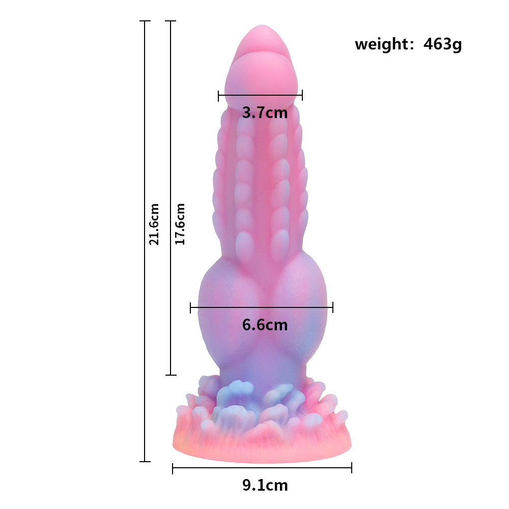8.85'' Dog Knot Dildo with Multi-Texture Design & Glow-in-the-Dark Effect - Multicolor - image 4