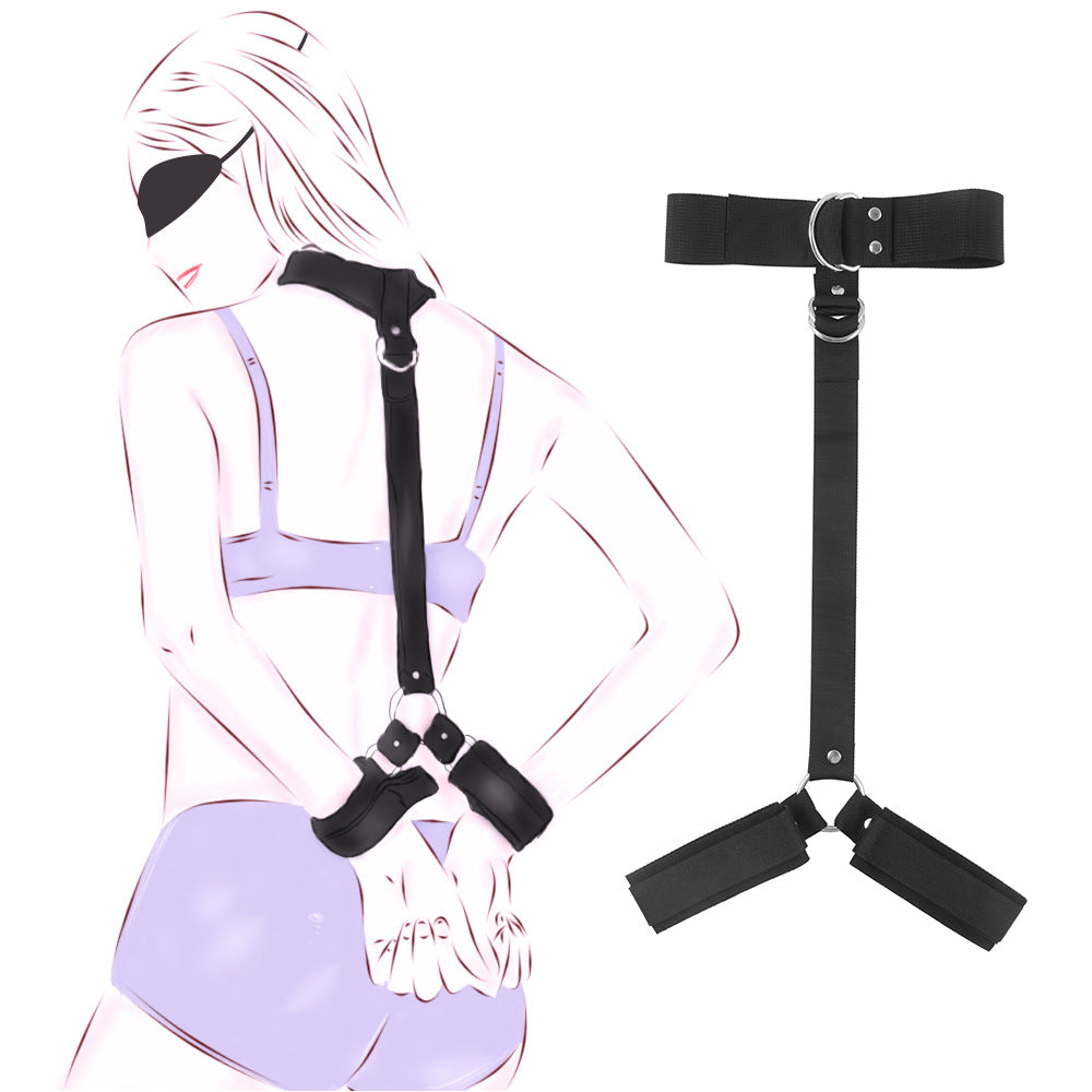 BDSM Handcuffs Wrist Restraints on the Back with Collar - image 0