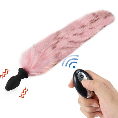 Detachable Fox Tail Vibrating Anal Plug with Remote - Pink Vibrating - Remote Control - image 8