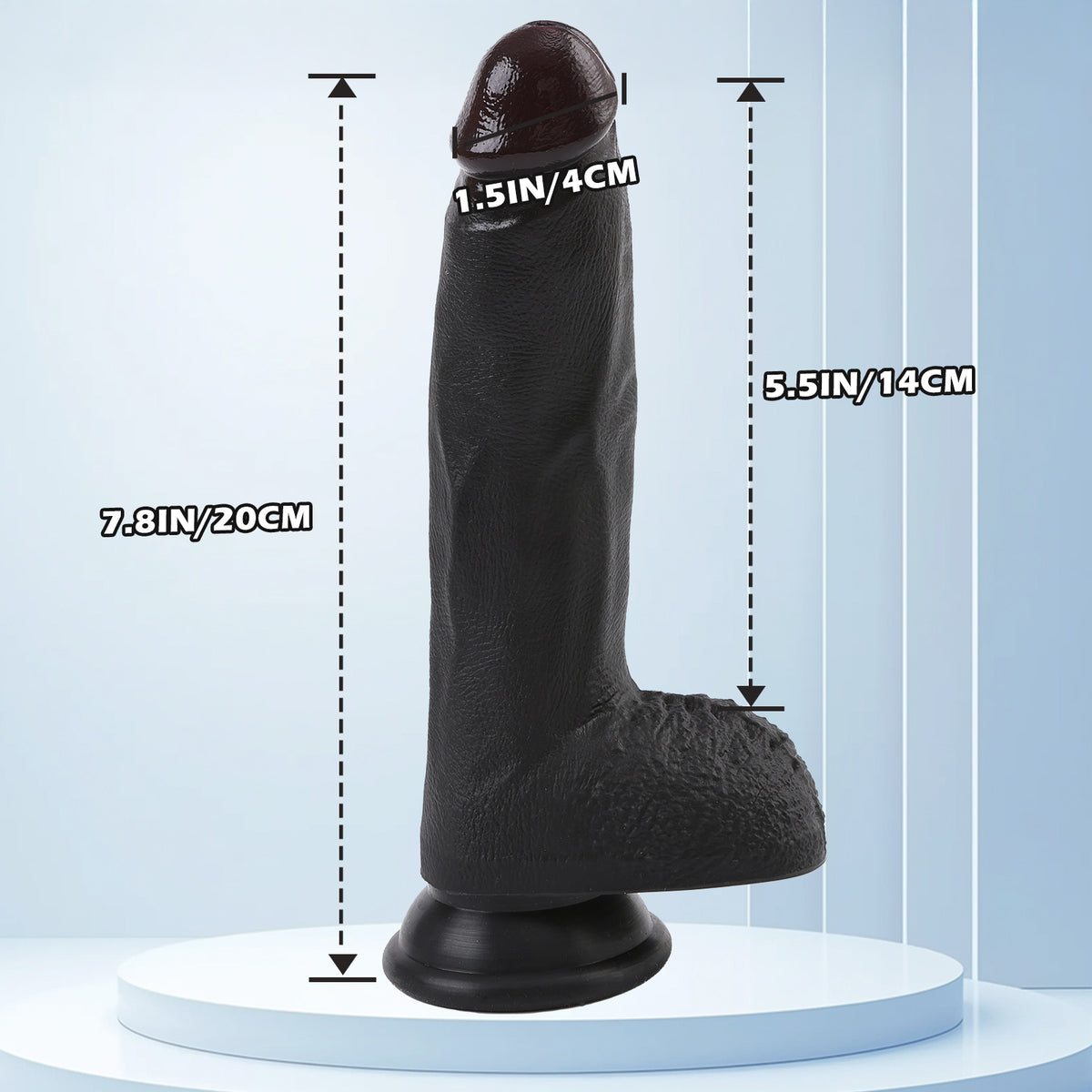 Realistic Silicone Dildo – 3 Sizes for Every Mood (5.9" / 7.8" / 9.8") - M - Black - image 15