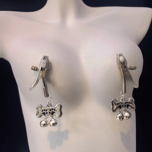 Dog Paw Bell Nipple Clamps - Silver - image 0