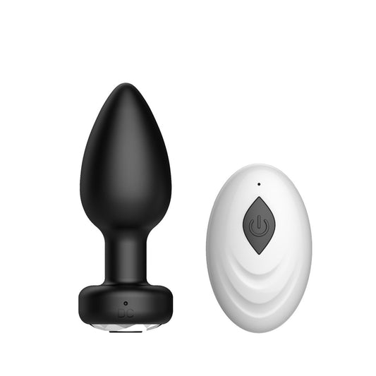 Rose Silicone Butt Plug Vibrator - Black - Remote Control - image 3