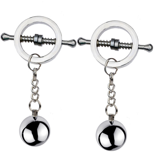 BDSM Round Screw Nipple Clamps Nipple Clips - Silver - image 0