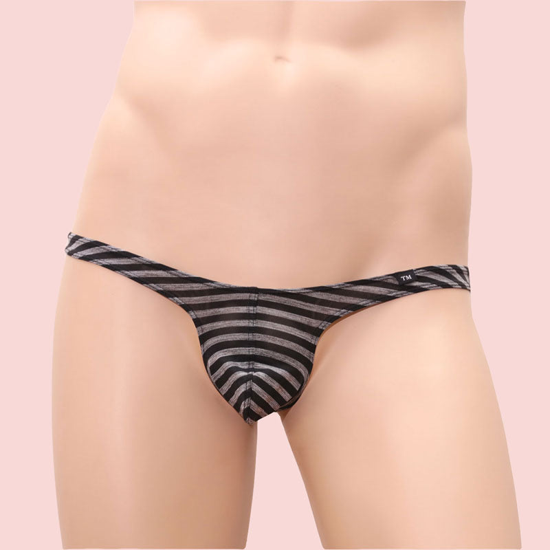 Men's Thong Sexy Underwear - Black Stripe - XXL - image 4