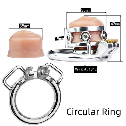 Sissy Chastity Cage With Virginal Pad - 55mm Circular Ring & Belt - image 5