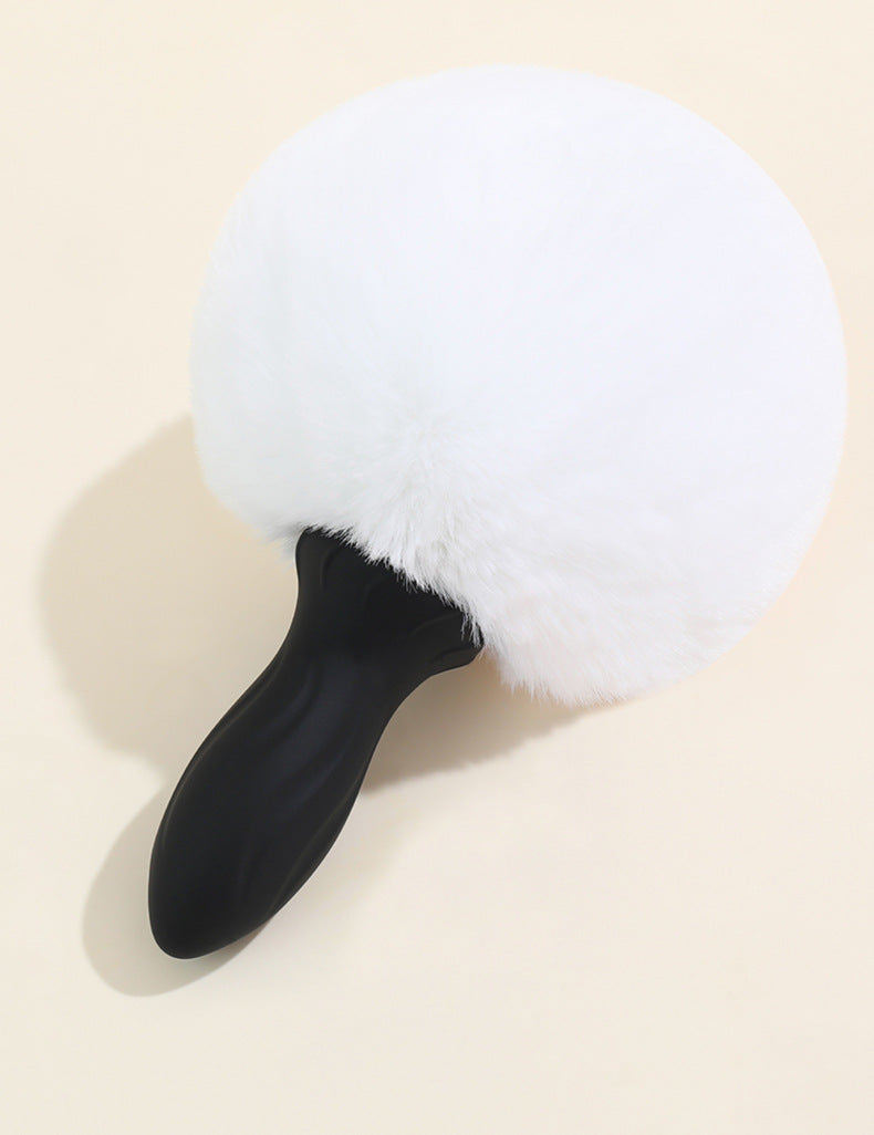 Sexy Bunny Tail Vibrating Silicone Anal Plug - White - image 8
