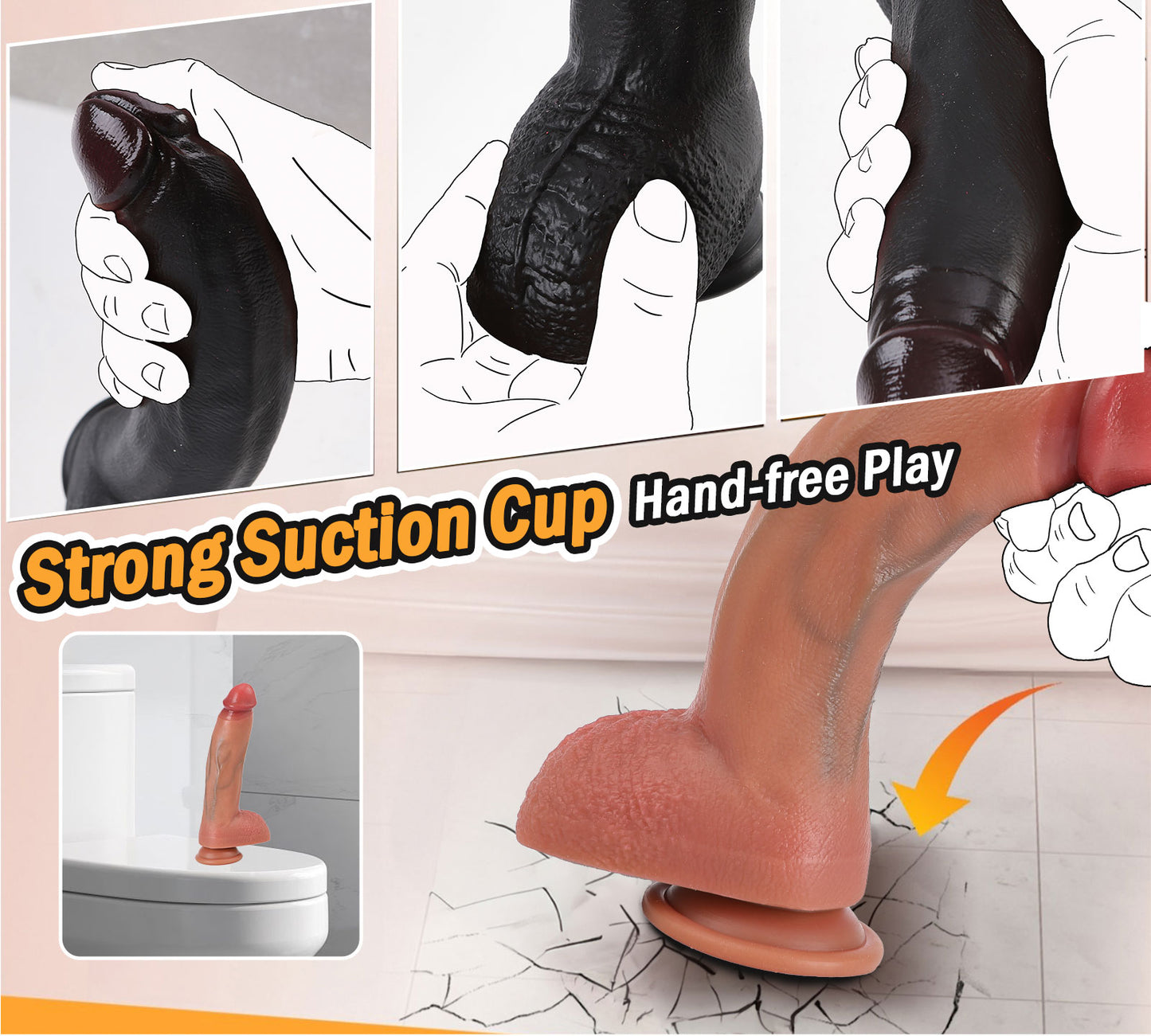 Realistic Silicone Dildo – 3 Sizes for Every Mood (5.9" / 7.8" / 9.8") - image 5