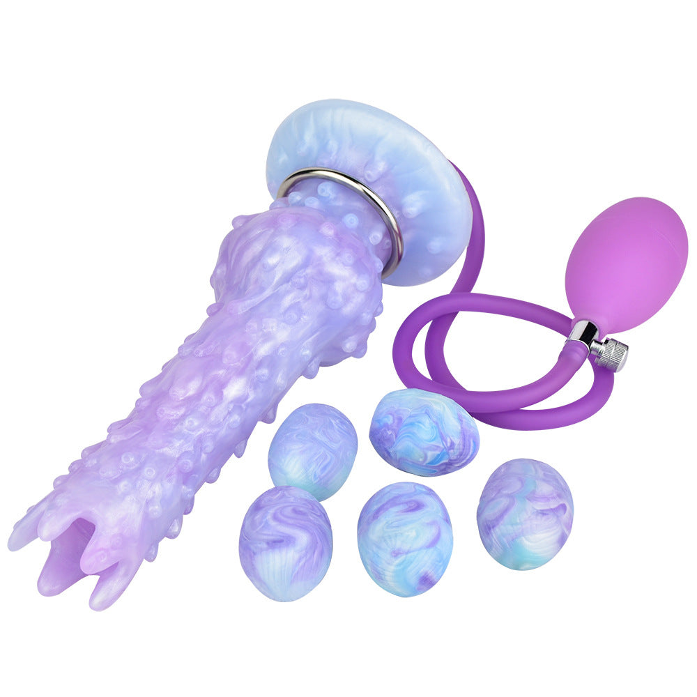 8 Inch Blue Alien Egg-Laying Dildo Silicone Ovipositor Sex Toy - image 0