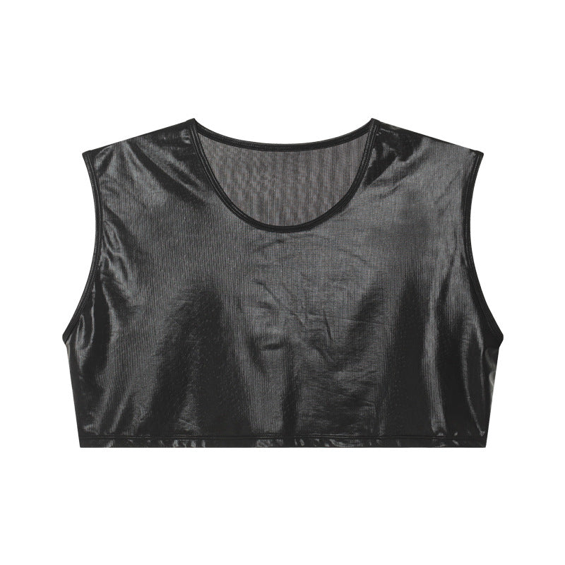 Faux Leather Cropped Tee - image 5