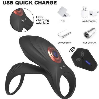 Locked Pulse Dual-Stimulation Cock Ring with Clitoral & G-Spot Vibrators - image 3