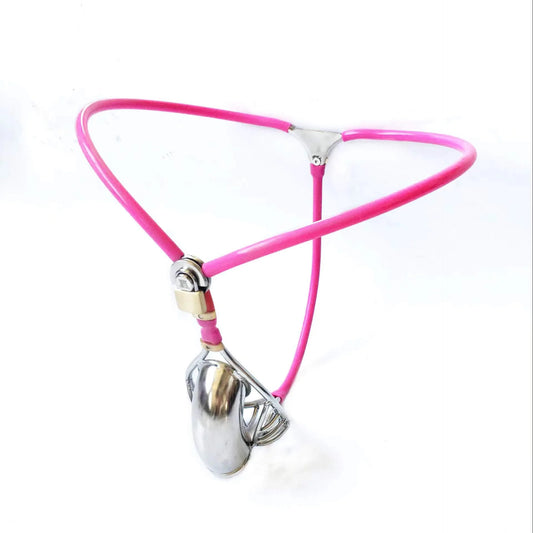 Men's Thong Semi Hollow Invisible Chastity Belt - Pink - image 0