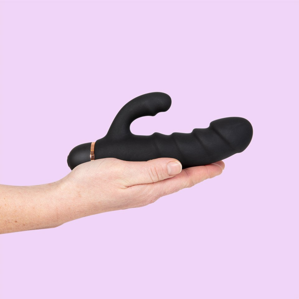 Black Amazing Ribbed Mini Rabbit – Powerful & Discreet Dual Stimulation - image 5