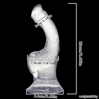 8.66 Inch Rooster Shape Dildo Suction Cup - Clear - image 4