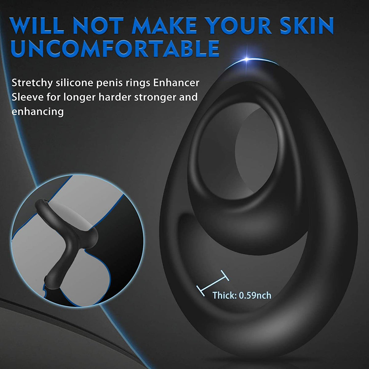 Double Cock Ring for Men – Stretchy Silicone Erection Enhancer & Delay Ejaculation Support - image 5