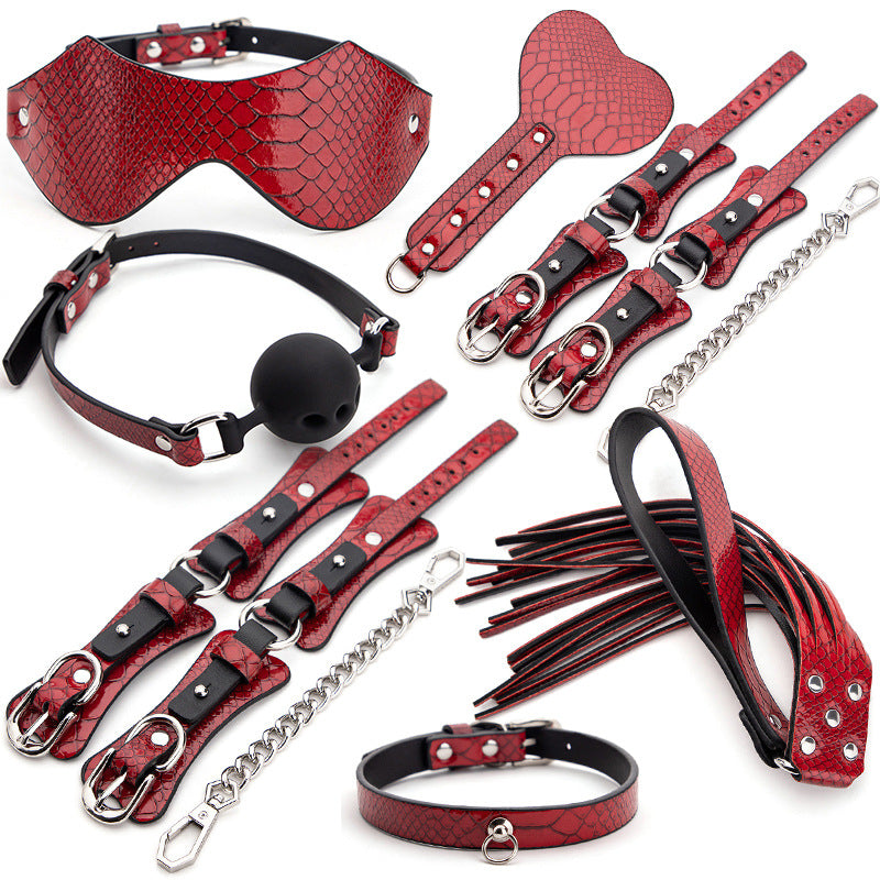 7-Piece Snake-Skin Bondage Set (Case Sold Separately) - Red - image 2