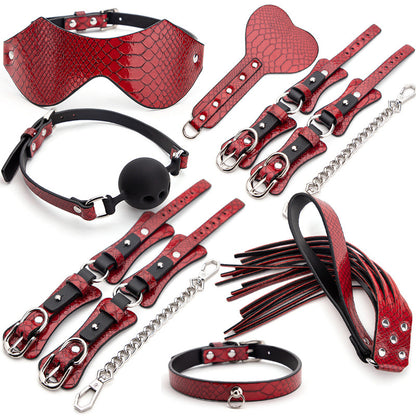 7-Piece Snake-Skin Bondage Set (Case Sold Separately) - Red - image 2
