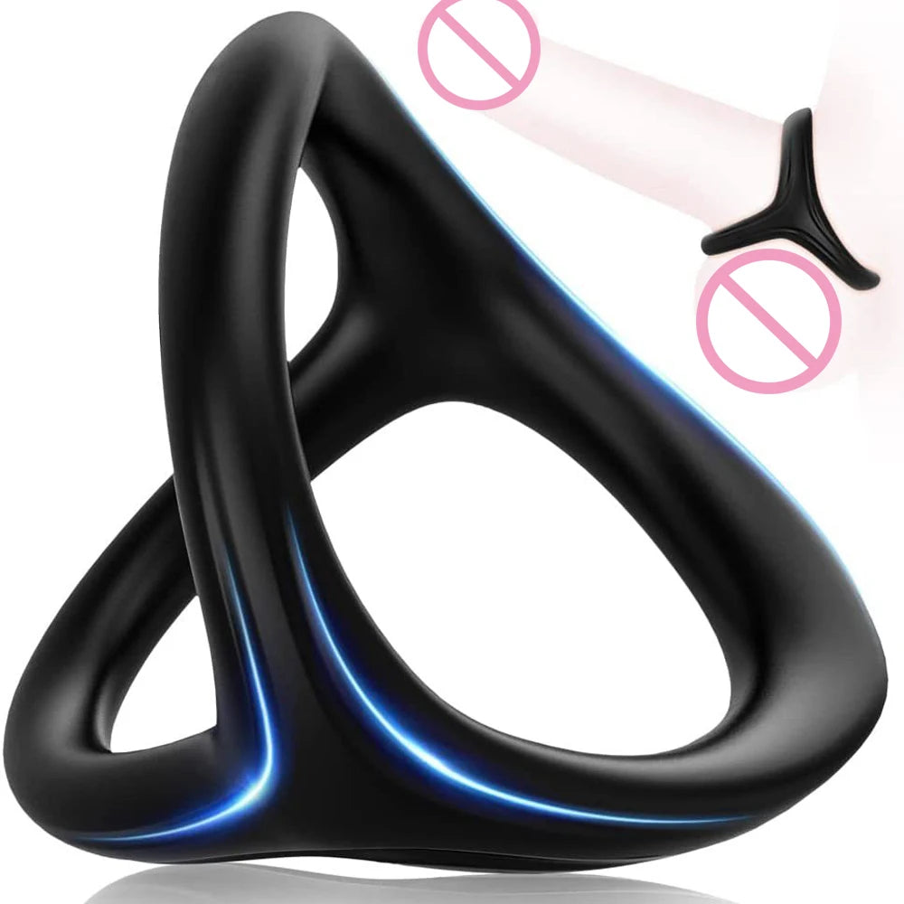 Men Cock Ring Ejaculation Delay - Black - B - image 5