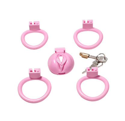 Cuck Denier: Pink Pussy Shaped Resin Sissy Chastity Cage - image 1
