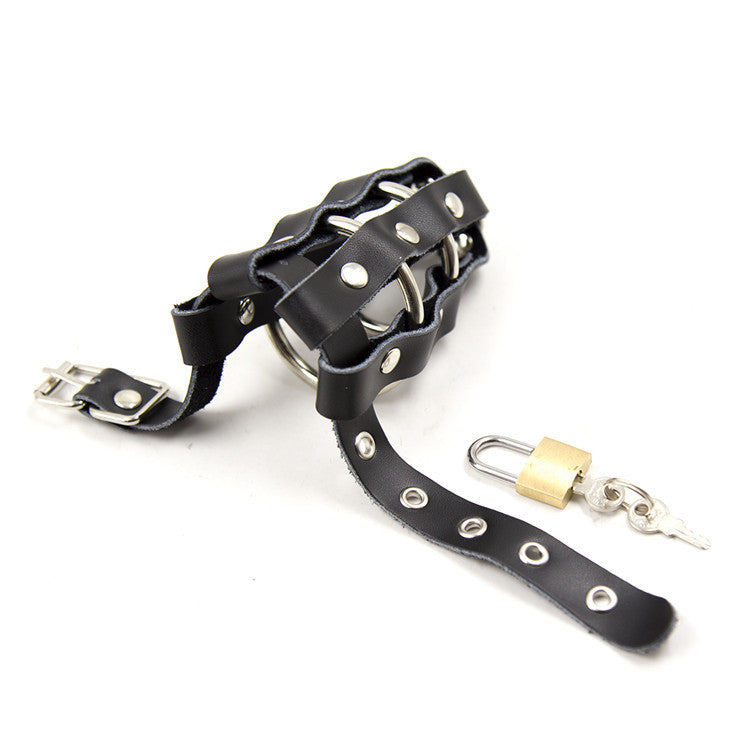 Sissified Leather Buckling Chastity Cock Cage - image 3