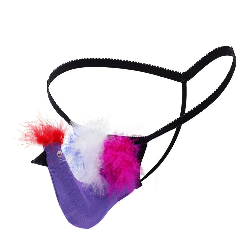 Men's Funny Big Bird Penis Pouch Thong - Purple - image 7