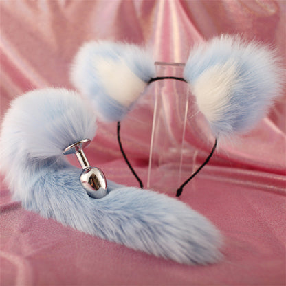 Cute Soft Cat Ears Headbands with 40cm Tail  Erotic Cosplay Accessories - E - image 4