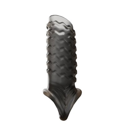 Reusable Silicone Penis Sleeve Glans Penis Enlarger Extender - Wave - Black - image 2