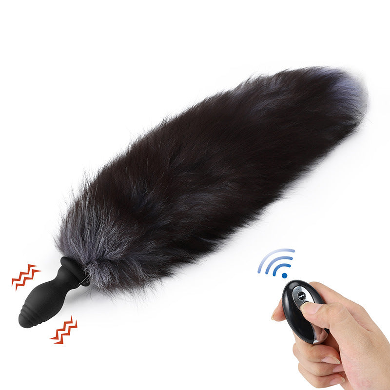 Detachable Fox Tail Vibrating Anal Plug with Remote - Black Vibrating - Remote Control - image 14