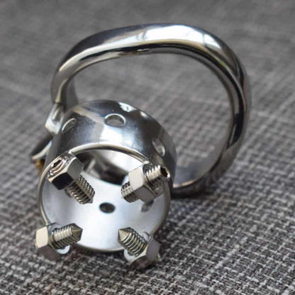 Stainless-steel Chastity Cage With Spiked Screws - image 2