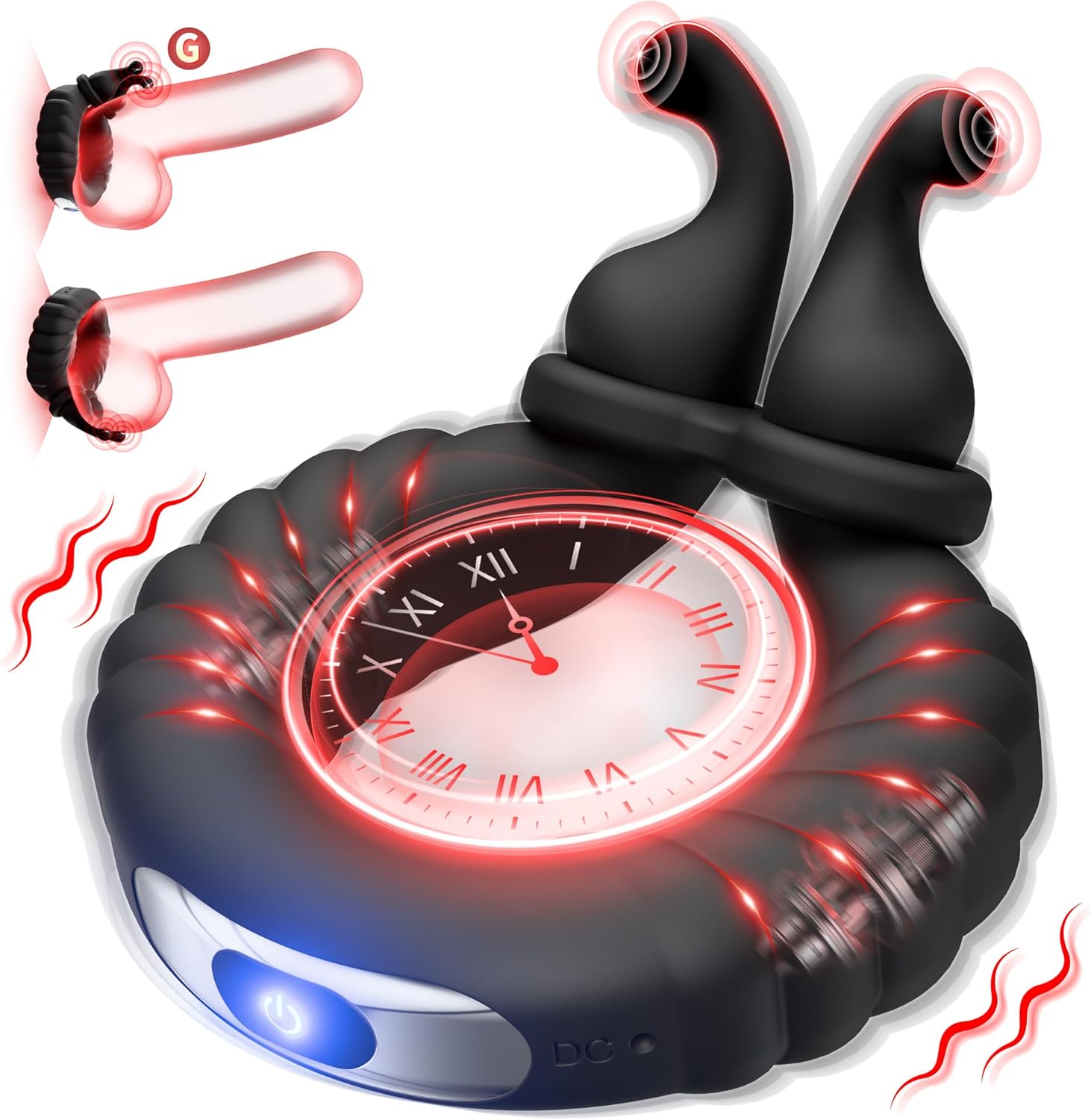 10 Vibrating Patterns Cock Ring with G Spot Clitoris Vibrator - Black - image 0