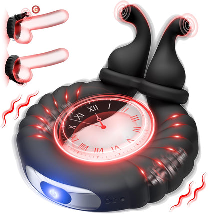 10 Vibrating Patterns Cock Ring with G Spot Clitoris Vibrator - Black - image 0