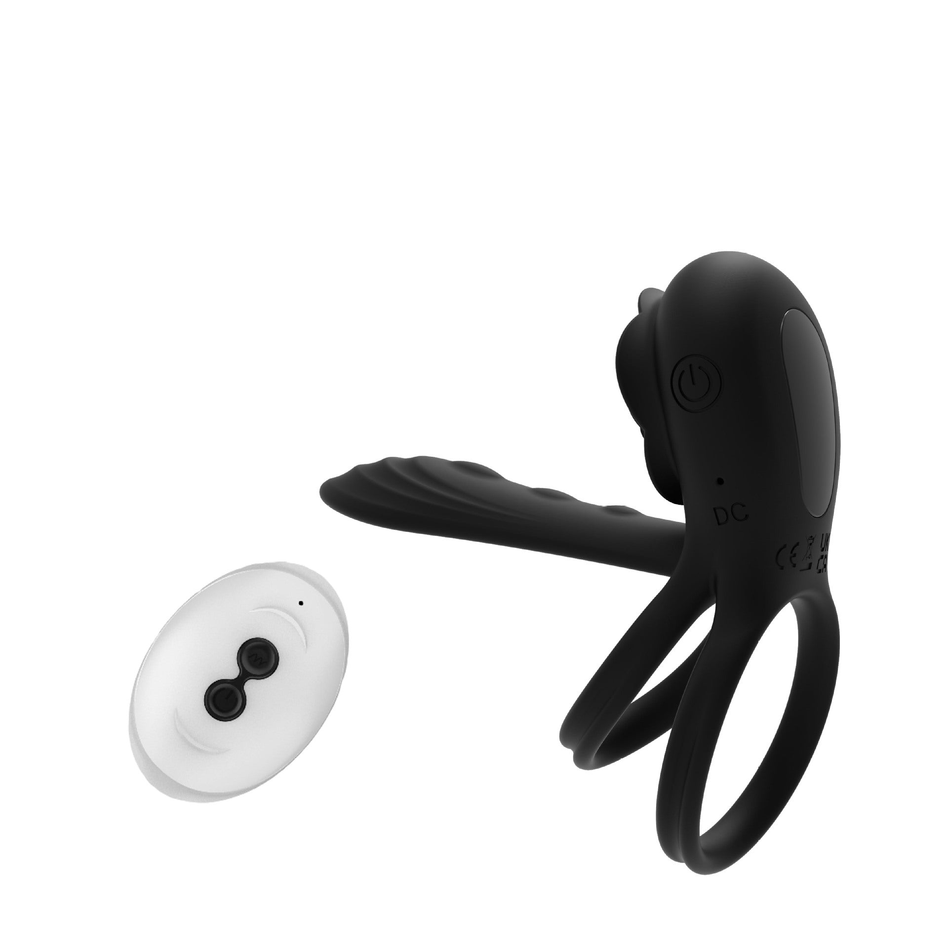 Vibrating Cock Ring Penis Sleeve with Rose Clitoral Stimulator - Black - image 5