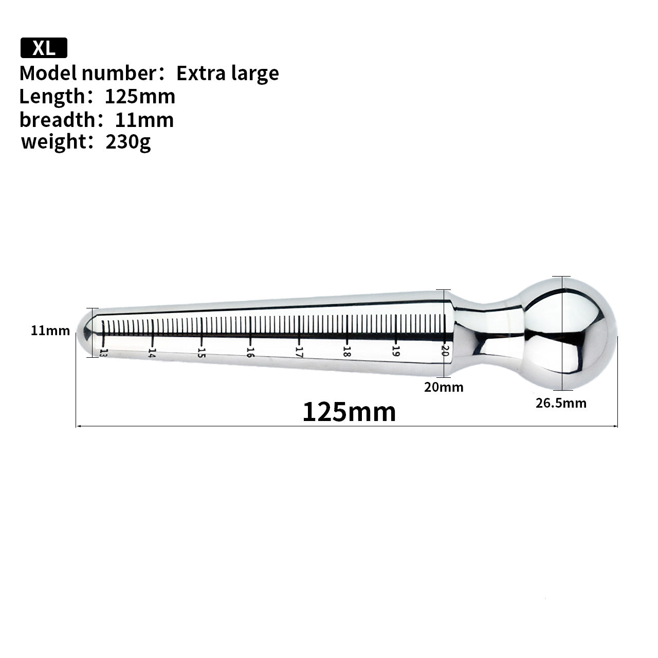 Stainless Steel Urethral Sounds With Scale Sounding Rods  - XL - image 6