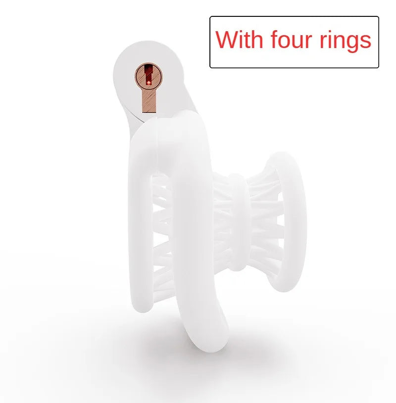 ABS Negative Chastity Cage for Men Lightweight with 4 Rings  - White - A - image 4