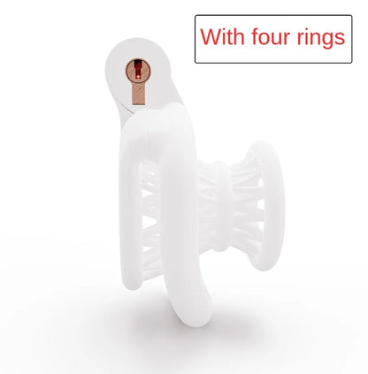 ABS Negative Chastity Cage for Men Lightweight with 4 Rings  - White - A - image 4
