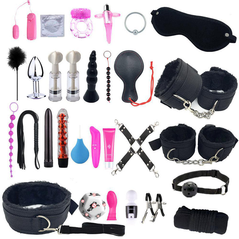 Bdsm Bed Straps Restraints Sex  30 Pcs Set - Black - image 0